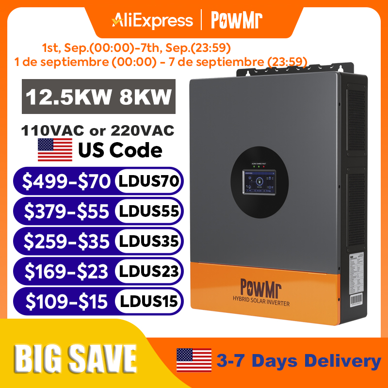PowMr 12.5KW 8KW Split Phase I - Drone Solar Charger ulasan dan harga